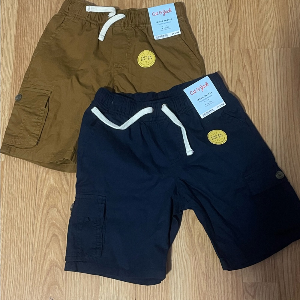 Cat & Jack Boys Size Small (6-7) Navy and Brown Shorts - NWT